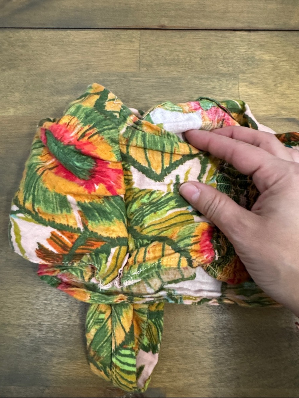 Cynthia Rowley Collective Tropical Tie-Front Bandeau Top in Yellow, Green & Pink - Picture 3 of 4